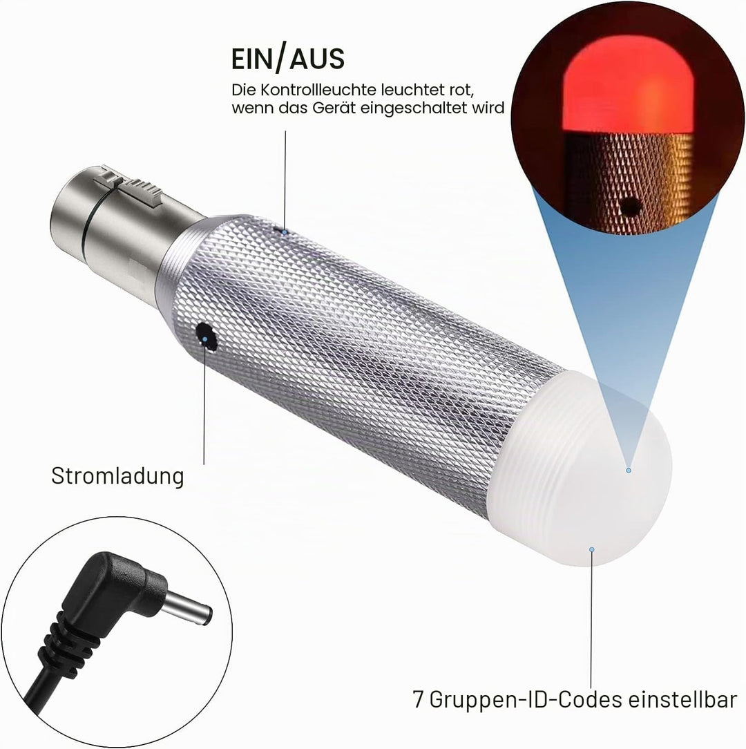 Wireless DMX, Kabelloser DMX512-Empfänger mit integriertem Akku, verwendet mit DMX Controller, für M