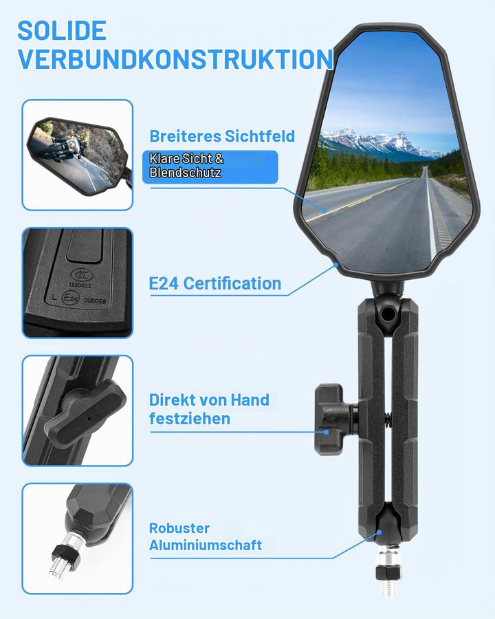 SUPAREE Universal Motorrad Rückspiegel Motorrad Spiegel Klappbar Offroad motorrad Spiegel e-Geprüft