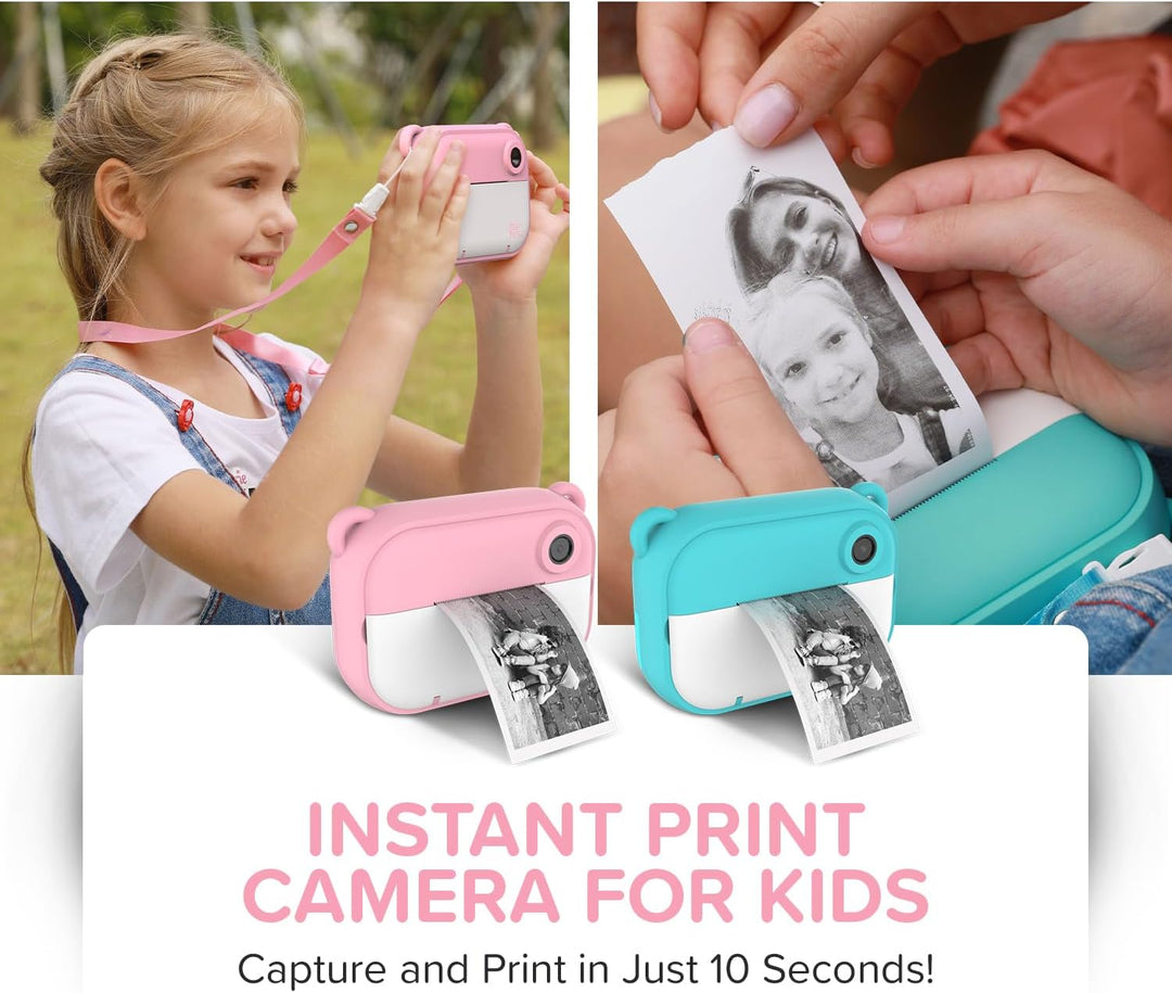 myFirst Camera Insta 2 – Sofortbildkamera für Kinder mit gratis Micro-SD-Karte, Thermopapier, Aufkle