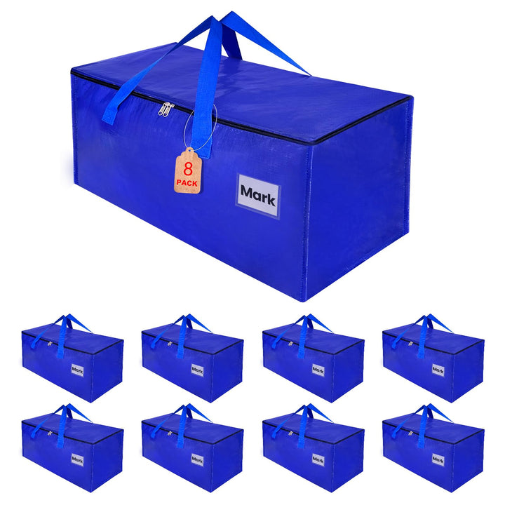 Umzugstaschen 93-Liter, 8er-Pack Aufbewahrungstaschen mit Reissverschluss, Umzugskartons Heavy Duty