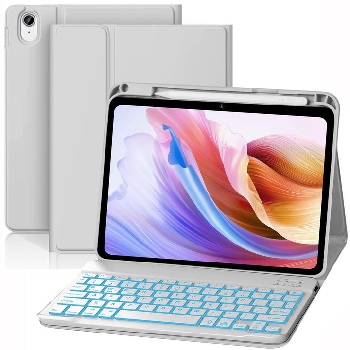 WALWALO Hülle mit Tastatur für iPad A16 11 Generation 2025/10 Generation 2022, (11/10.9 Zoll) - Magn