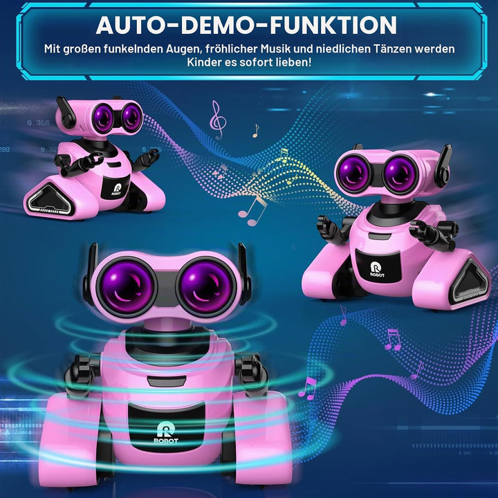 Yerloa Ferngesteuerter Roboter für Kinder Ab 4 Jahre - Mit 3D Aufklebern, Musik und Lichtern - Weihn
