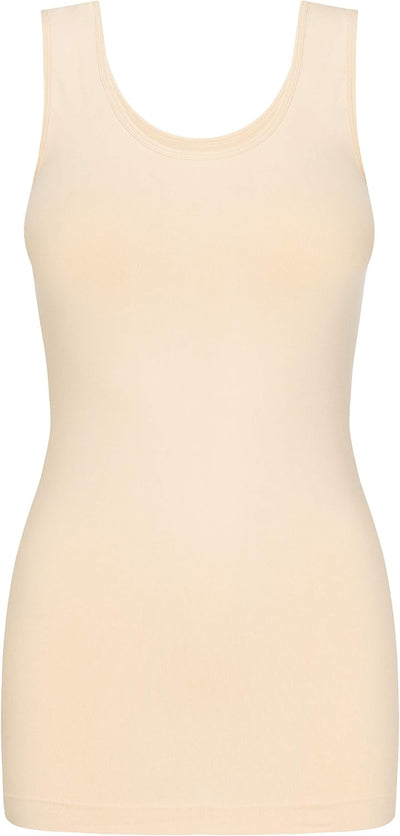 3er Pack Shape Damen Unterhemden Longshirt | Basic Wohlfühl Mikrofaser Damen Top ohne Bügel | Bauchw