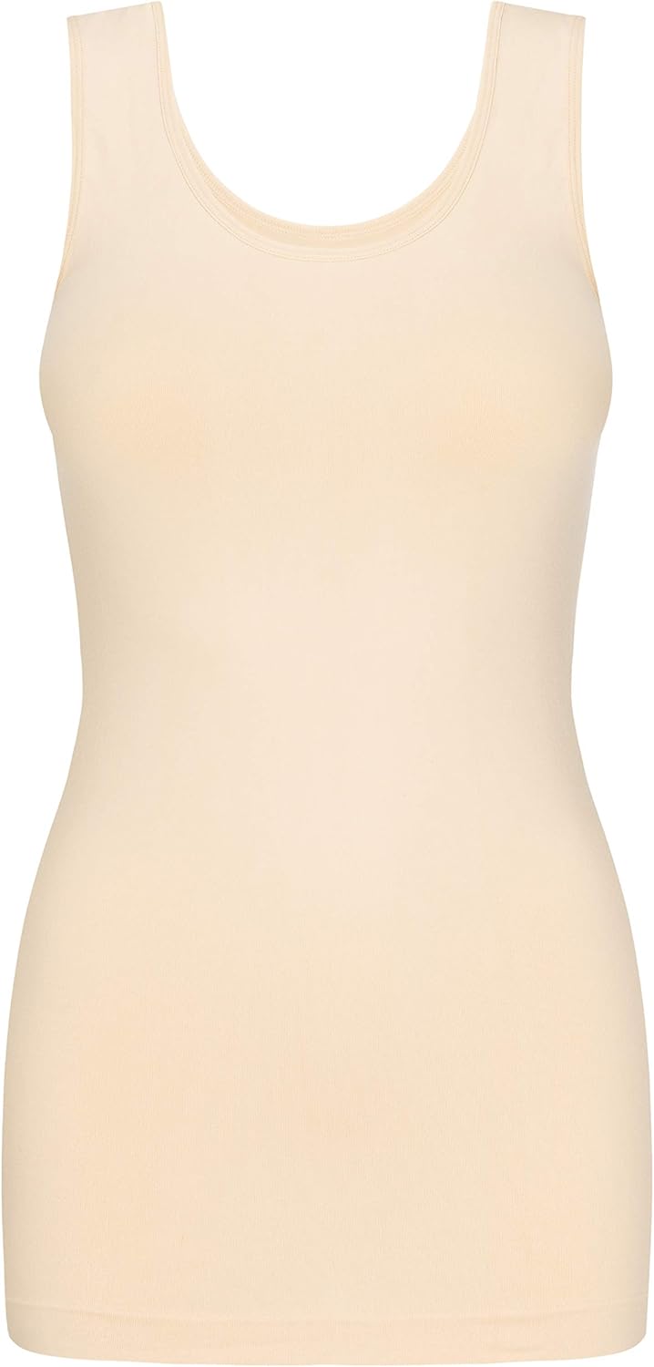 3er Pack Shape Damen Unterhemden Longshirt | Basic Wohlfühl Mikrofaser Damen Top ohne Bügel | Bauchw
