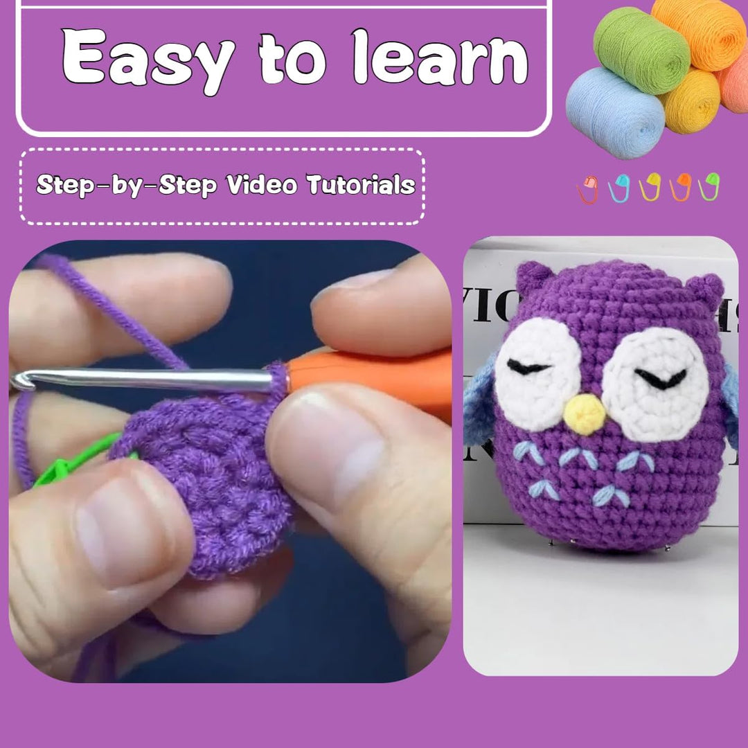 Ktmeor Häkelset für Anfänger, Häkeltier-Set mit Schritt-für-Schritt-Video-Tutorials, Anfänger-Häkels