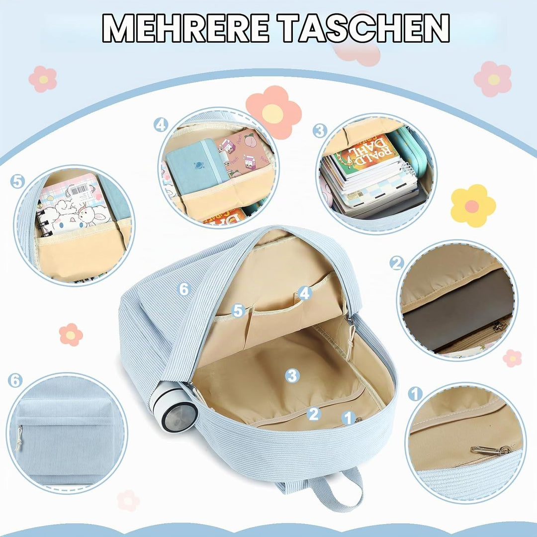 LOIDOU Rucksack für Teenager Mädchen Bookbags Kinderrucksack Kinder Schulrucksack mit Lunchpaket Fed