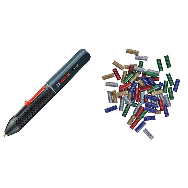 Bosch Akku Heissklebestift Gluey Smoky Grey (mit 20 Klebesticks, im Karton) grau + Bosch 2608002006