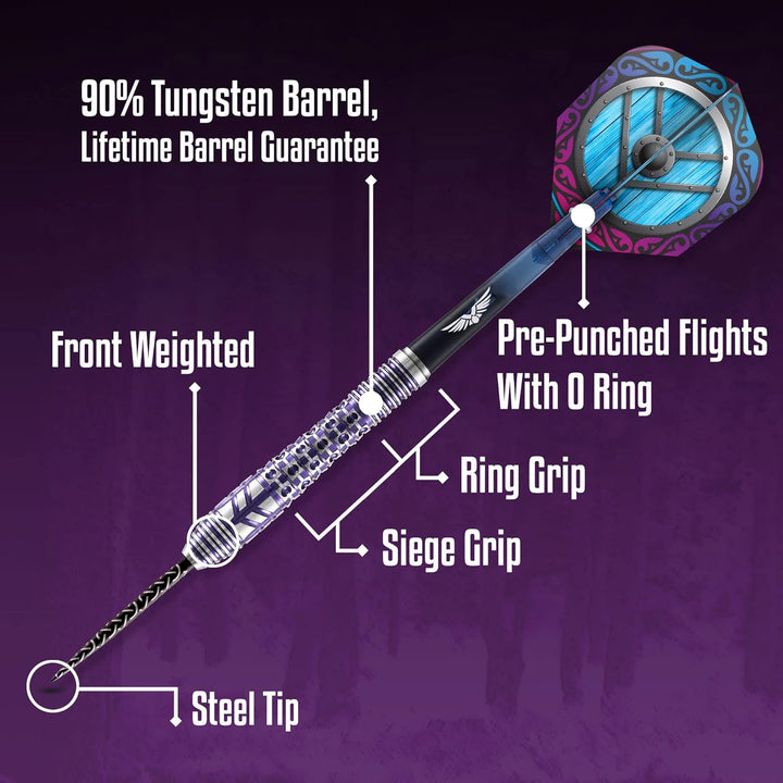Shot Steel Dart Viking Shield Maiden 90% Tungsten Steeltip Darts Steeldart (27 Gramm)