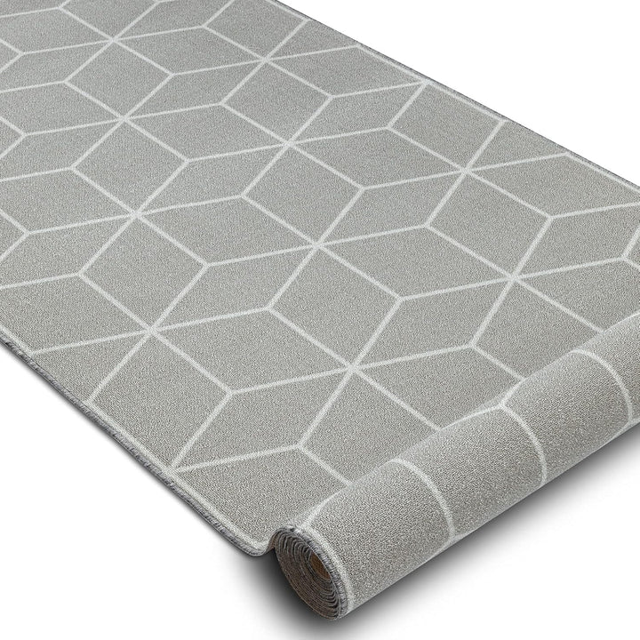 rugsx Antirutsch Teppichläufer Cube Würfel - moderner Kurzflor für Küche, Flur & Wohnzimmer, Meterwa