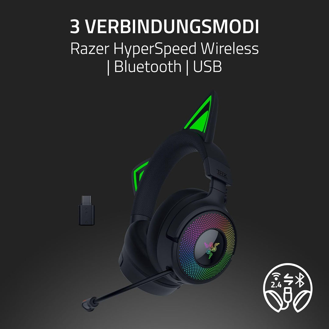 Razer Kraken Kitty V3 Pro - Kabelloses RGB-Kitty-Headset für Gaming - Reaktive Streaming-Katzenohren