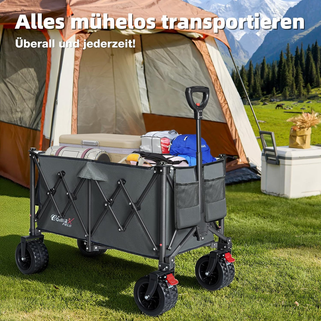 COMLAX FIELD Bollerwagen Faltbar 200L 200KG, Faltbarer Bollerwagen mit Breiten Rädern, Strandwagen K