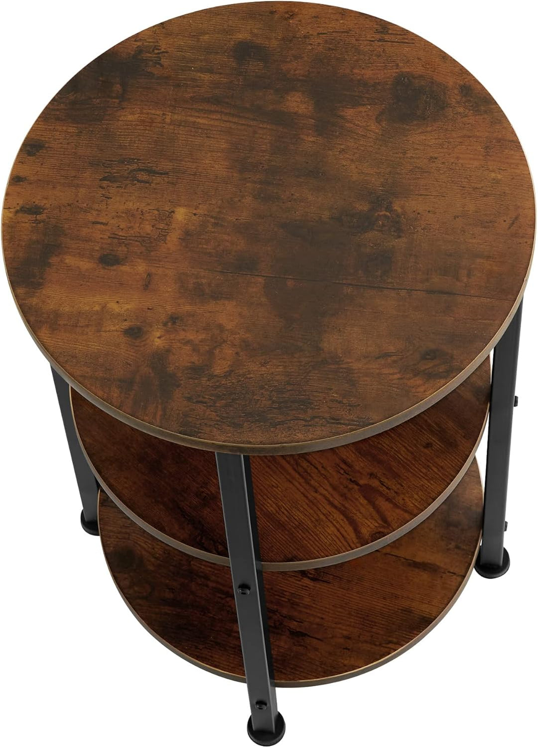 tectake Beistelltisch rund aus Holz und Metall, Industrie-Design, Couchtisch mit 3 Ebenen, für Wohnz
