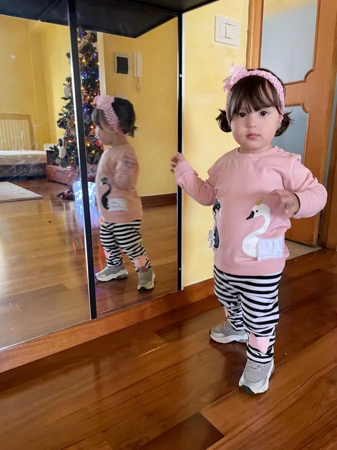 Kleinkind Baby Mädchen Outfit Set Schwan Print Tops + Hosen 2Pcs für Baby Mädchen Kleidung 9-12 Mona