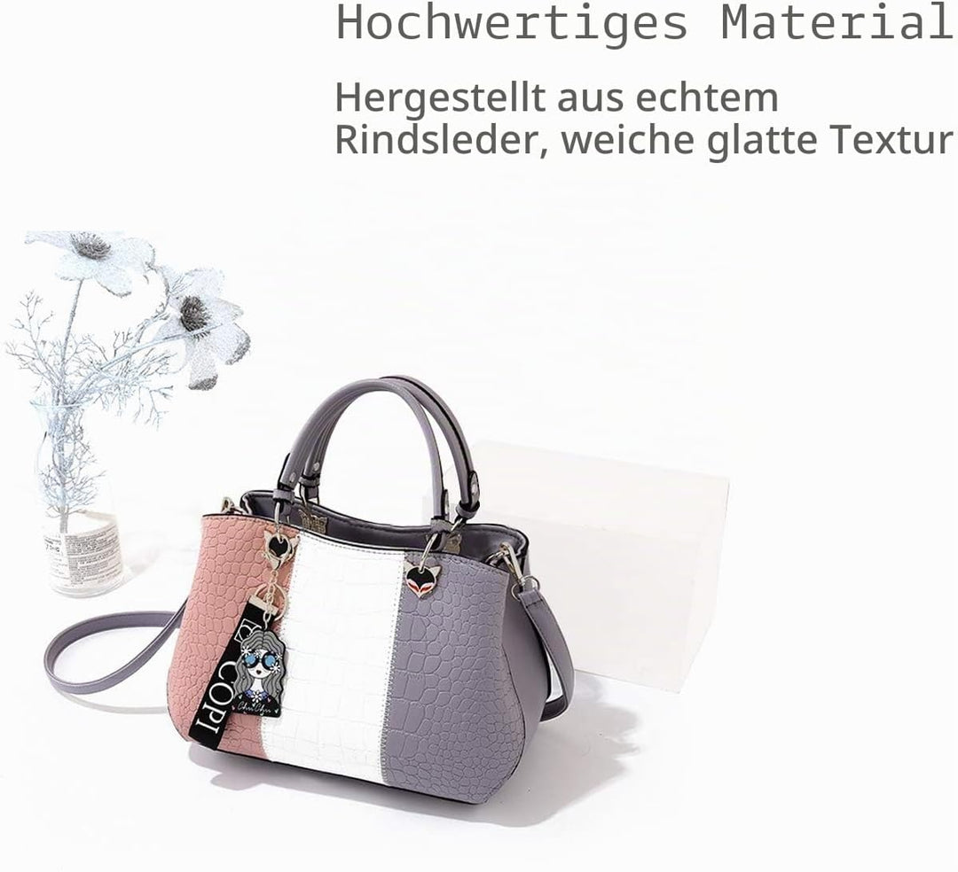 NICOLE &amp; DORIS 2024 Neue Frauen Tasche Damen Leder Handtasche Mode Umhängetasche Mit Pompon abnehmba