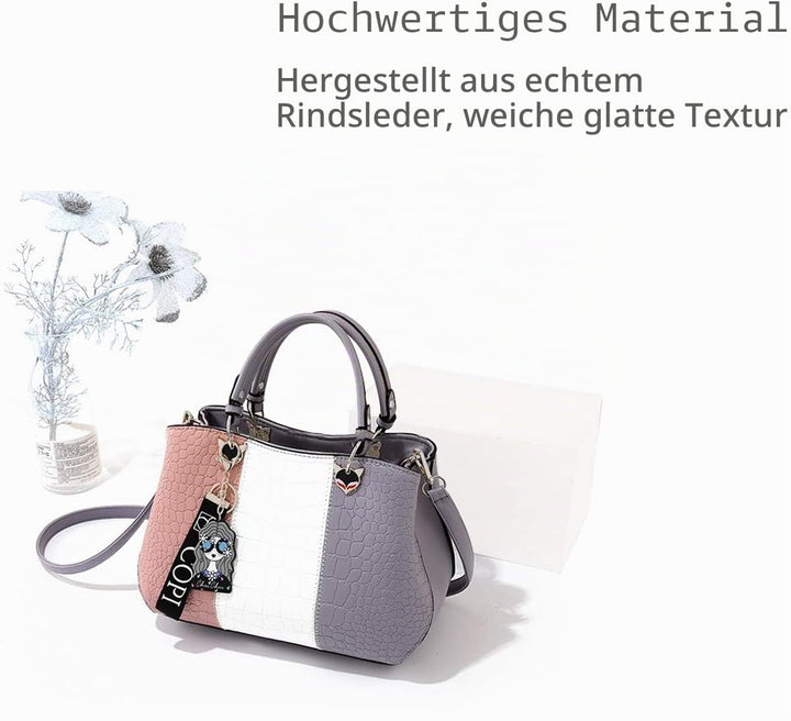 NICOLE &amp; DORIS 2024 Neue Frauen Tasche Damen Leder Handtasche Mode Umhängetasche Mit Pompon abnehmba
