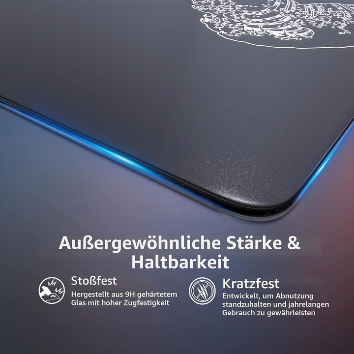 ATTACK SHARK CM05 Gaming-Mauspad Aus Gehärtetem Glas, Ultraglatte Oberfläche, 9H Gehärtetes Glas, 17