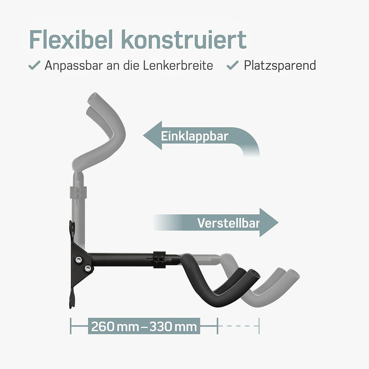 Borgen Fahrrad Wandhalterung I Fahrradhalter - Winkel und Wandabstand einstellbar bis 20 kg, klappba