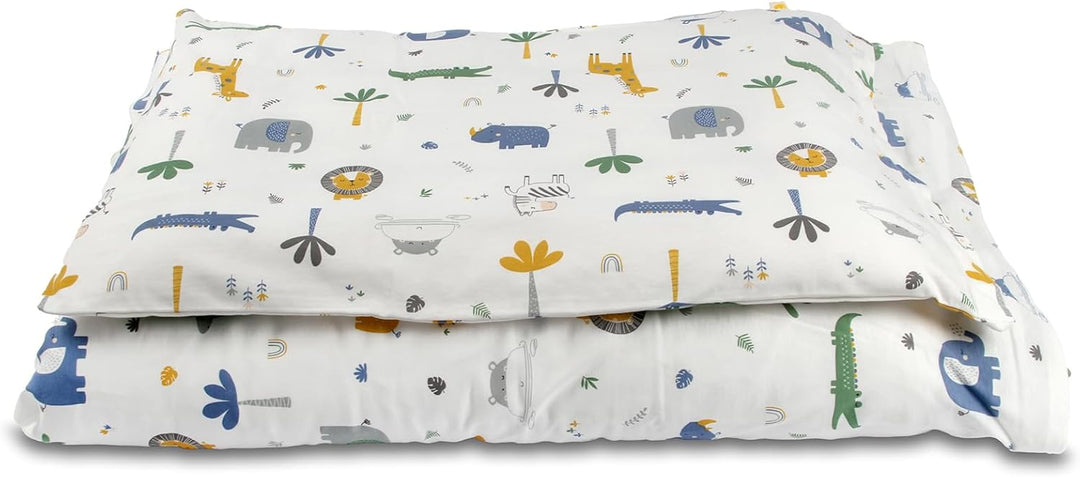 schlummersack Kinder Bettwäsche Set 100x135 Dschungel aus 100% Baumwolle, Wendbar, mit Reissverschlu