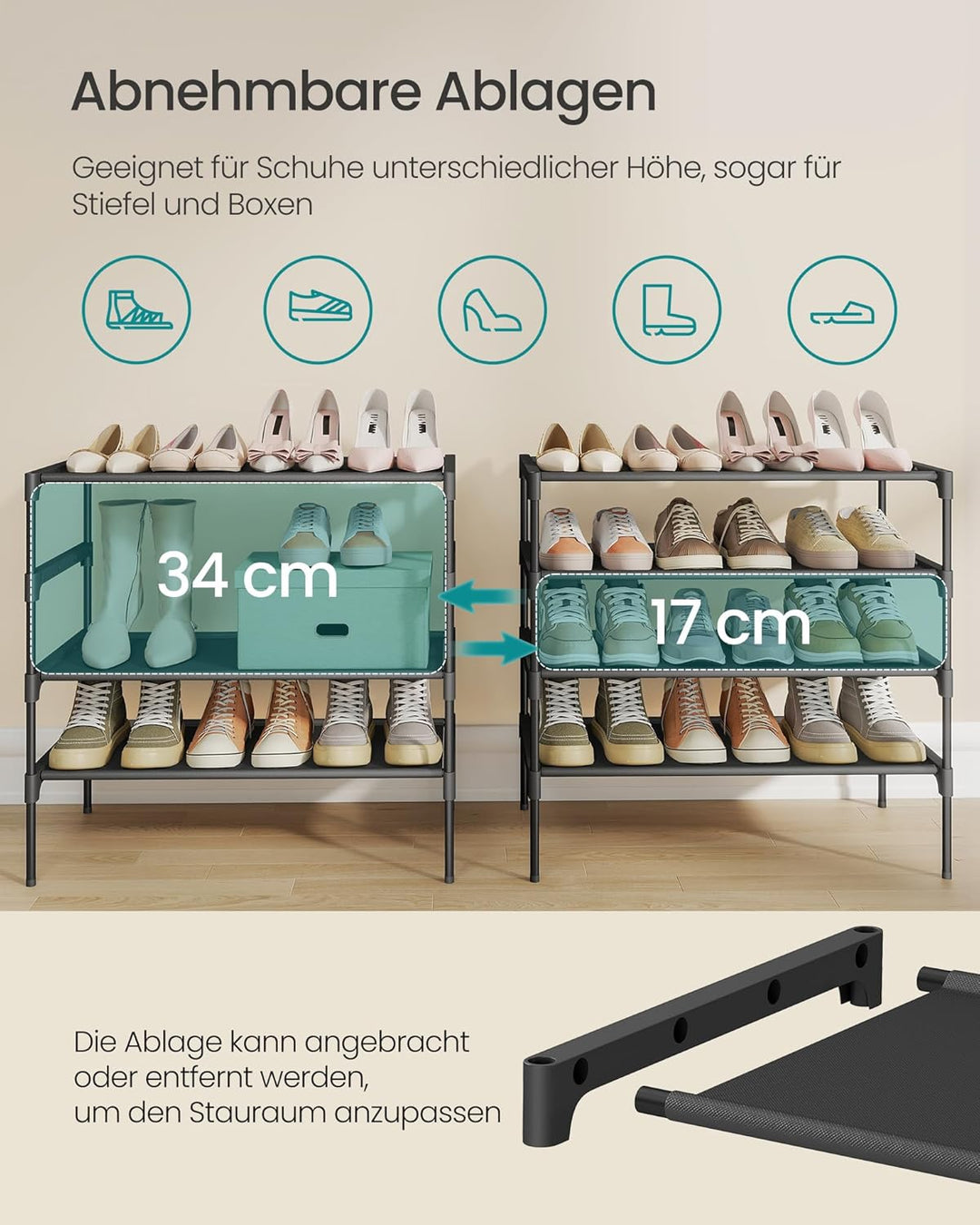 SONGMICS Schuhregal 4 Ebenen, Schuhablage, Schuhaufbewahrung, Eingangsbereich, Flur, platzsparend, 2