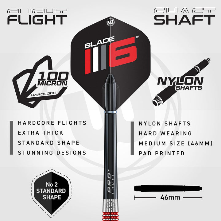 WINMAU Advance 500 Series Dartpfeile mit dartflüge und Dart stiele 24G Rot, 24G Rot