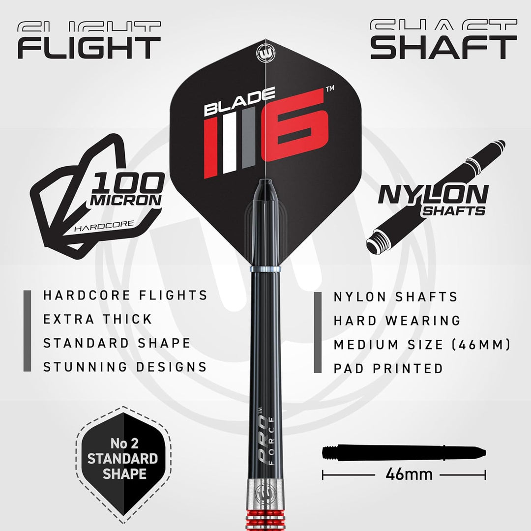 WINMAU Advance 500 Series Dartpfeile mit dartflüge und Dart stiele 22G Rot, 22G Rot