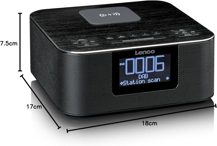Lenco CR-650 DAB+ Radiowecker - Uhrenradio mit DAB+ und FM - 20 Senderspeicher - Schlummerfunktion -
