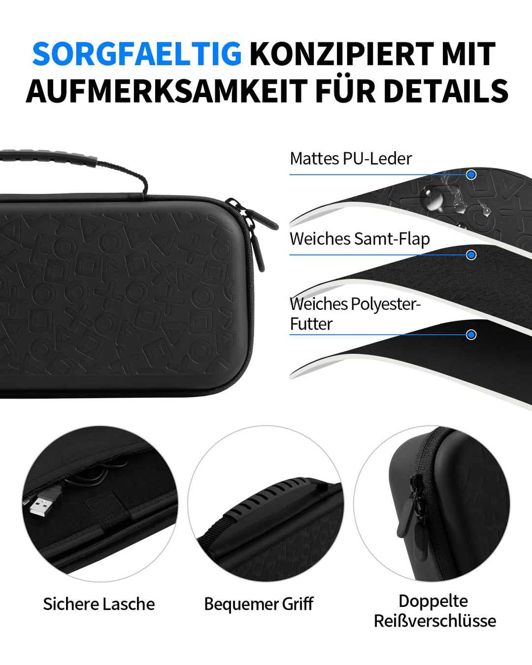 PALPOW Zubehör für PlayStation Portal Tasche Kompatibel mit PS Portal Zubehör Set, Tasche Case Hülle