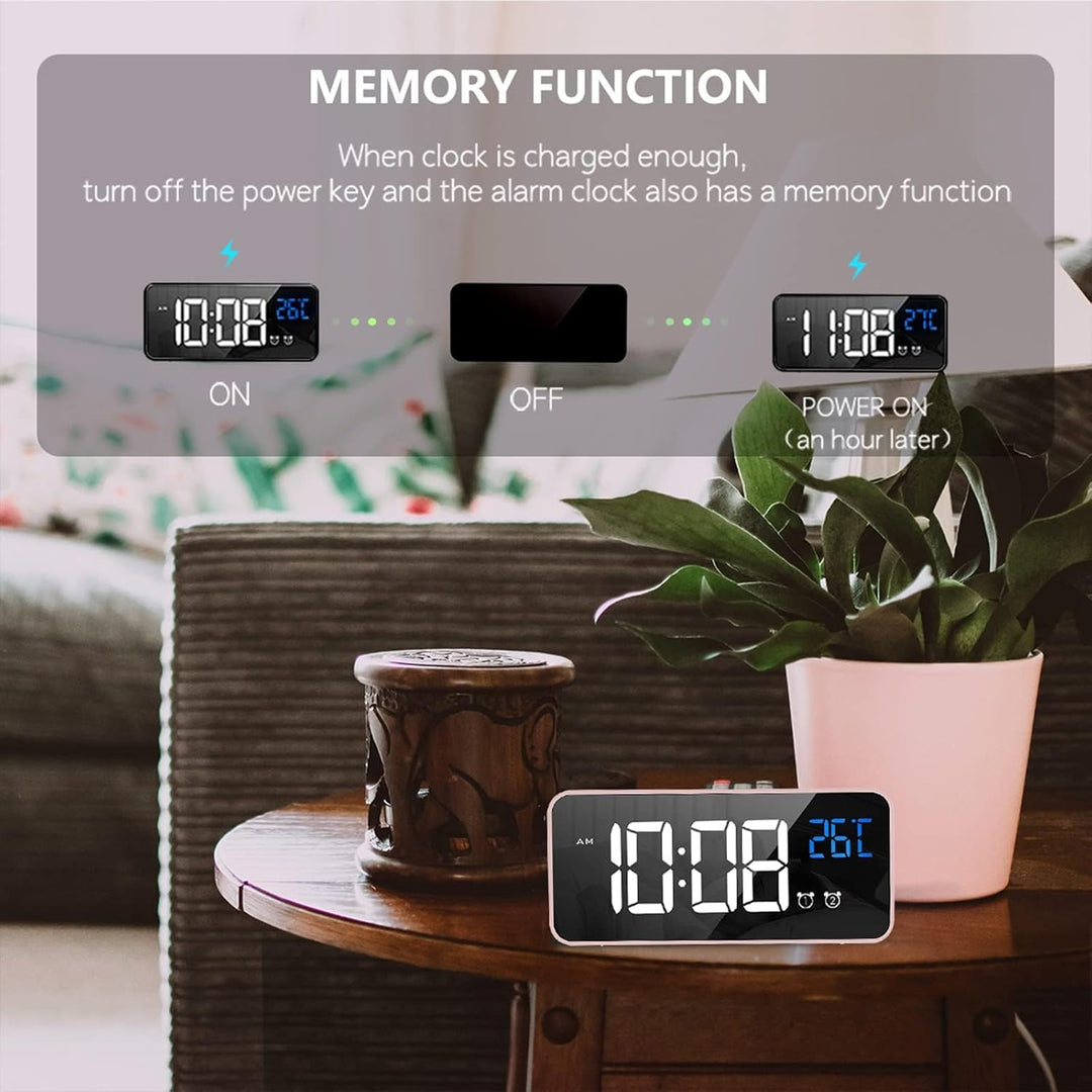 LATEC Digitaler Wecker mit Grosse LED Temperaturanzeige, Tischuhr mit 10 Musik, USB Ladeanschluss, 4