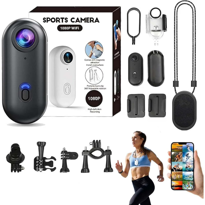 Mini Action Kamera 1080P Full HD, WiFi Action Cam & Bodycam, Wasserdicht 30m, Magnetische Körperkame