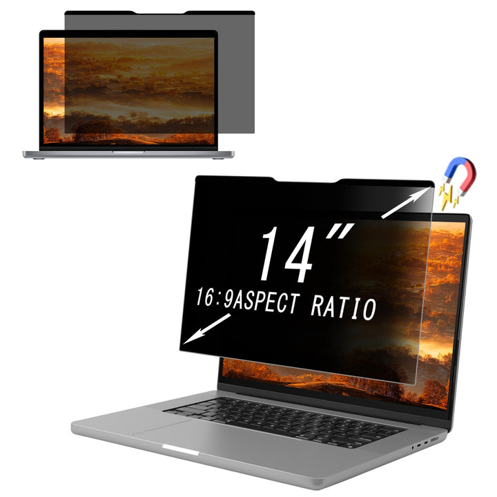 Laptop Magnetischer Monitor Blickschutzfilter für 14 Zoll 16:9, Abnehmbar Anti Glare, Anti Blaulicht