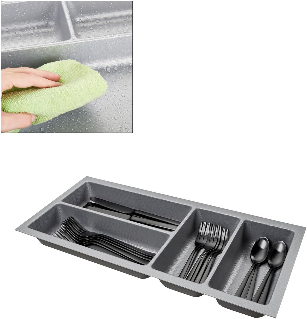 ORGA-BOX 2 Besteckeinsatz Tiefe: 461 x Breite: 209 mm silbergrau mit Canvas Struktur für 30er Nobili