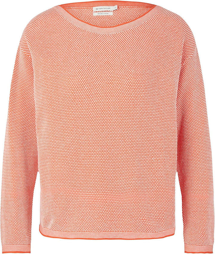 TOM TAILOR Damen Strickpullover aus Bio-Baumwolle XS 31310 - Red Bubble Structure, XS 31310 - Red Bu