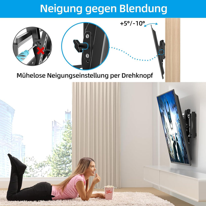 HOME VISION Strapazierfähige neigbare TV-Wandhalterung für 122-300 cm flache/gebogene Fernseher, 91