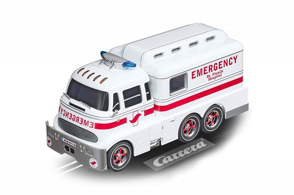 Carrera Digital 132 Ambulanz Rennauto | Slotcar für Rennbahn | Front- & Rücklicht & Bremslicht | Dig