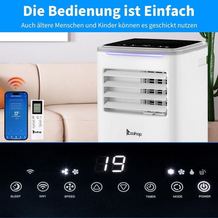 LEADZM Mobile Klimagerät klimaanlage,10000 BTU 1120W, Raumgrösse bis 32 m²,Air Conditioner mit Abluf