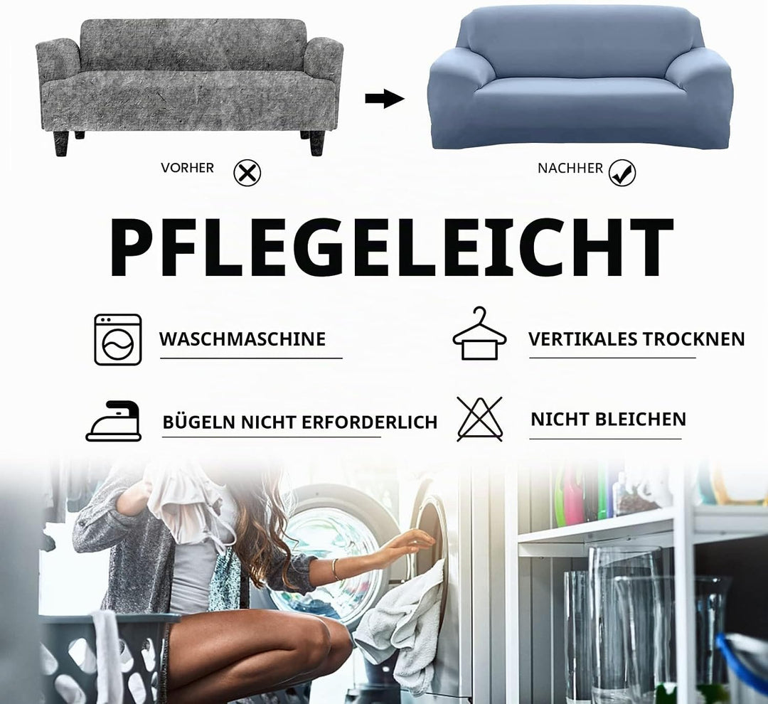 Lydevo Sofabezug 3 Sitzer Stretch Sofahusse Elastischer Sofabezug Spandex Sofa Überzug mit 2 Kissenb