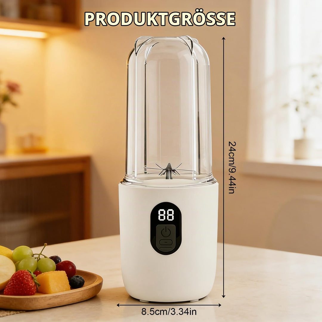 Tragbarer Mixer 500ML, Smoothie Maker to go mit Digitalanzeige &amp; 16-Blatt Klingen Edelstahl, USB Auf