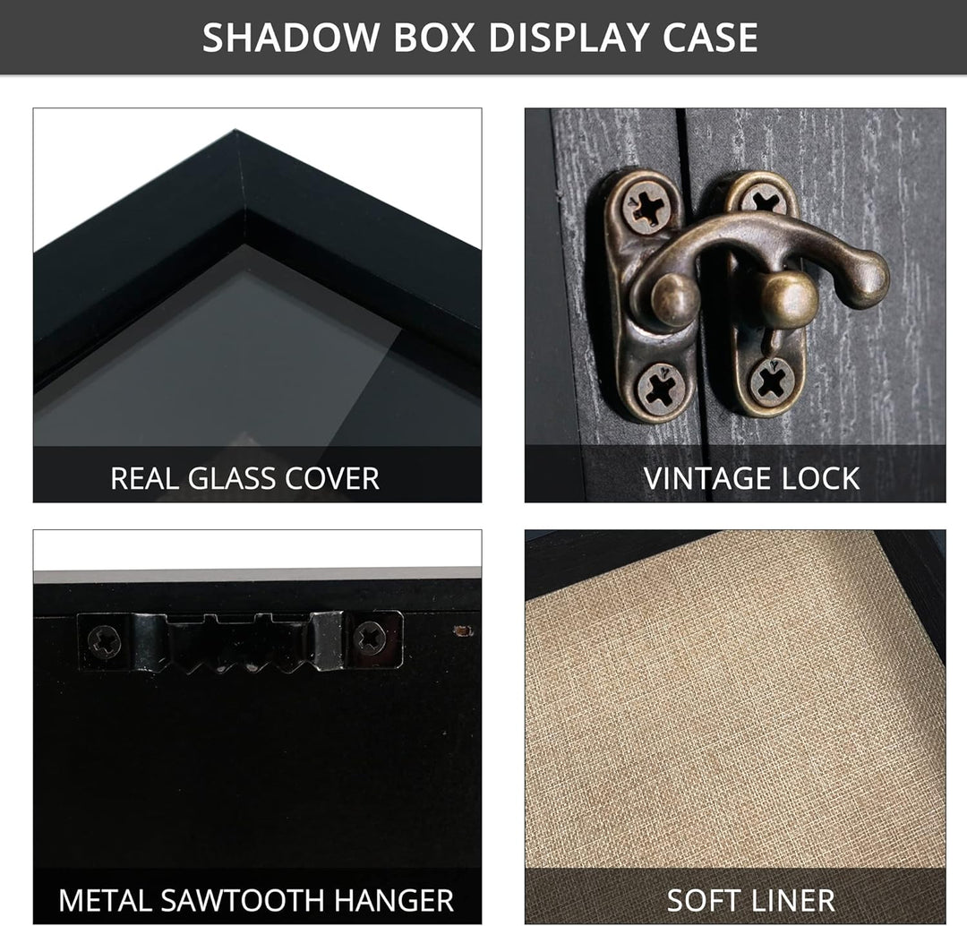 GraduationMall Schwarz 20x25cm 3D Bilderrahmen Tief Objektrahmen Schaukasten Türvitrine Retro Weiss,