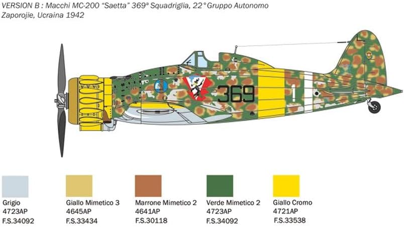 Italeri 2815 1:48 Macchi MC 200 Serie VII-Modellbau, Bausatz, Standmodellbau, Basteln, Hobby, Kleben