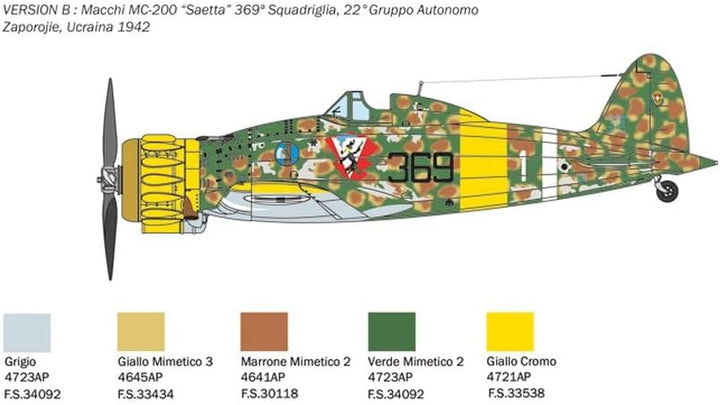 Italeri 2815 1:48 Macchi MC 200 Serie VII-Modellbau, Bausatz, Standmodellbau, Basteln, Hobby, Kleben