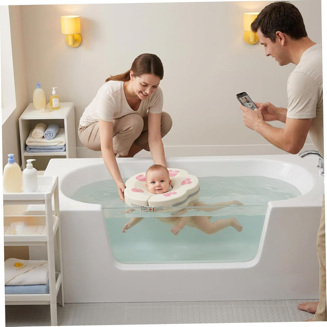 Baby-Halsschwimmer für 0–6 Monate – Verstellbarer und sicherer Schwimmschwimmer mit weichem Kragende