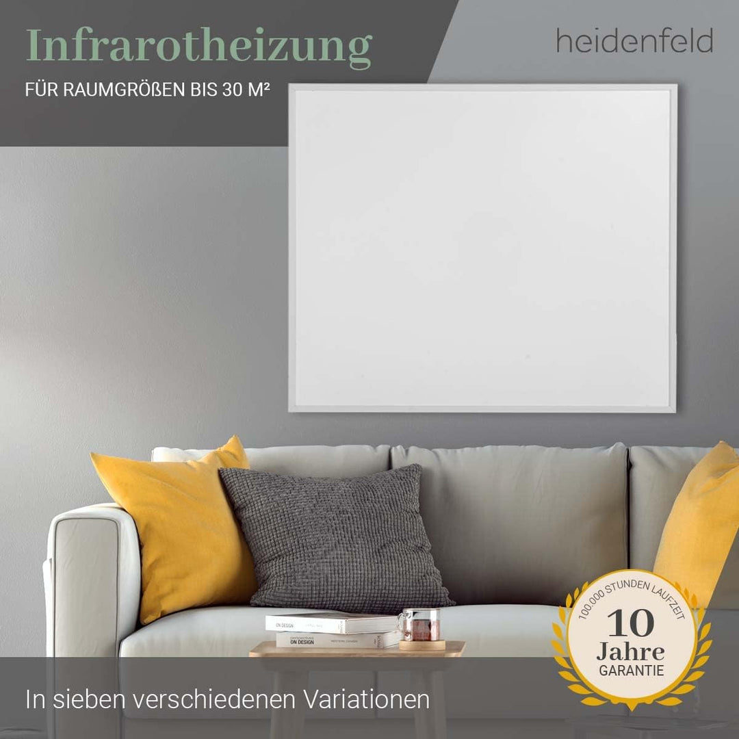 Heidenfeld Infrarotheizung HF-HP106-3 | 𝟭𝟬 𝐉𝐀𝐇𝐑𝐄 𝐆𝐀𝐑𝐀𝐍𝐓𝐈𝐄 - 300 Watt - 3-8 m² - Infrarot Heizkörper