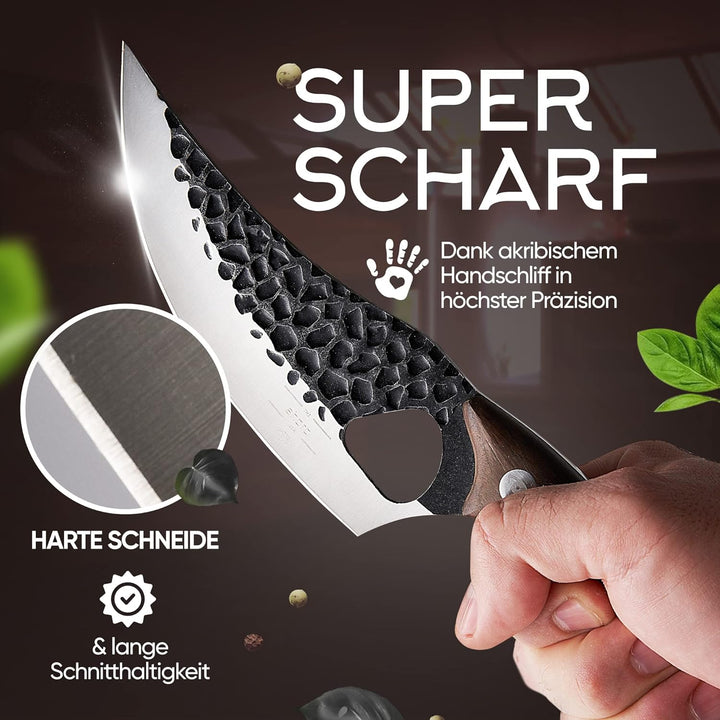 The Sharp Look Japanisches Messer mit Lederhülle Küchenmesser Scharf Wikinger Messer Hackmesser Outd