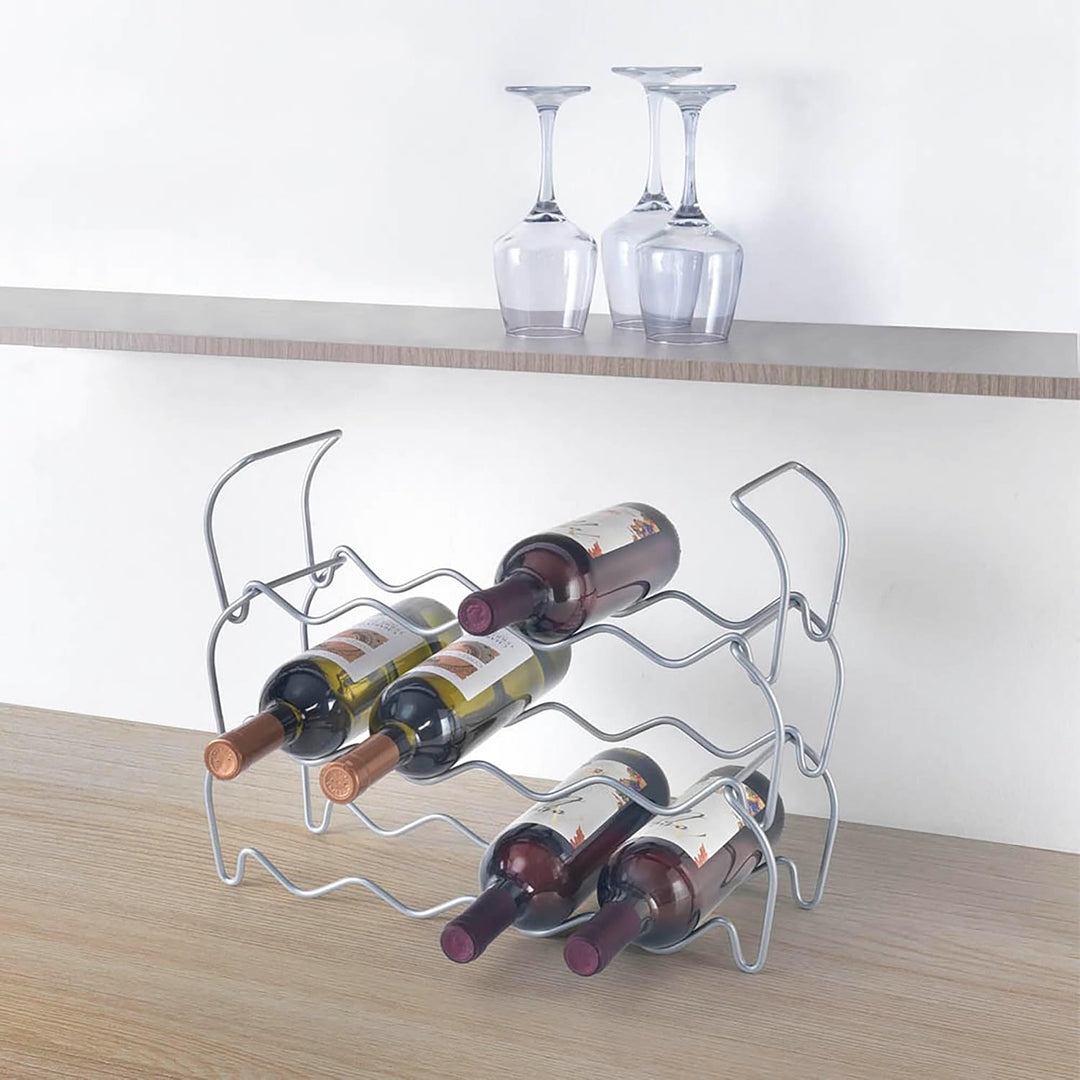 Wine-Bar Flaschenregal 3-er Set Silber, Silber