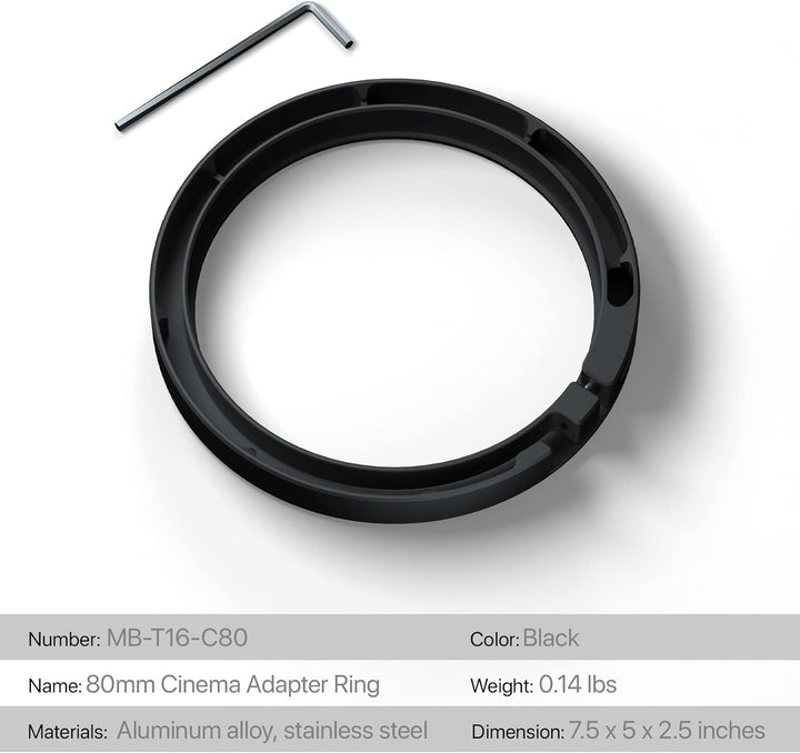 Tilta 80 mm Cinema Adapterring für Tilta Mirage Matte Box direkt auf kompakte Cine Linsen, leicht, M