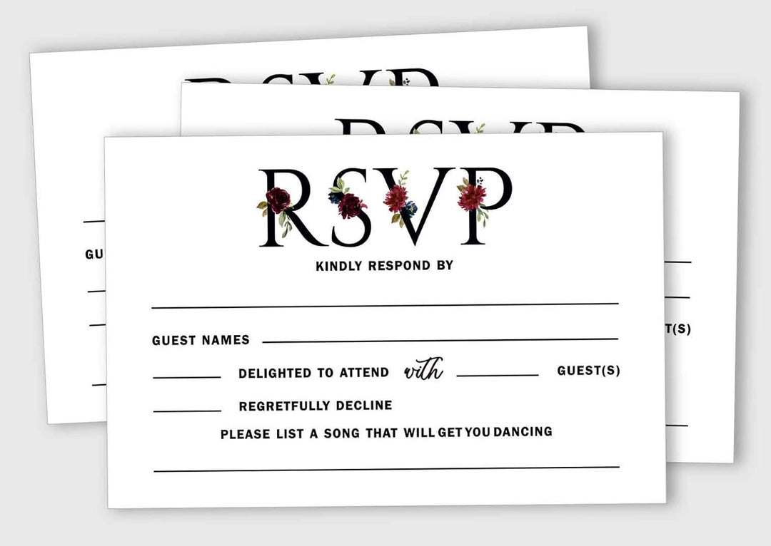 Inkdotpot 50 Leere RSVP-Karten Mit Weissen Umschlägen Blumen- 4 "X6 Antwortkarten-RSVP-Antwortkarte