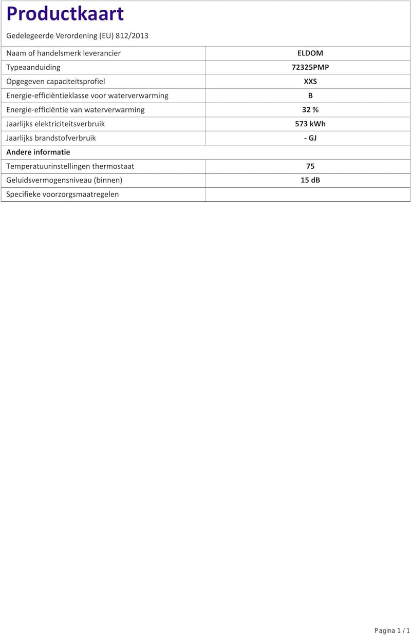 Eldom Warmwasserspeicher/Boiler 10L Untertisch druckfest, Weiss Single, Single