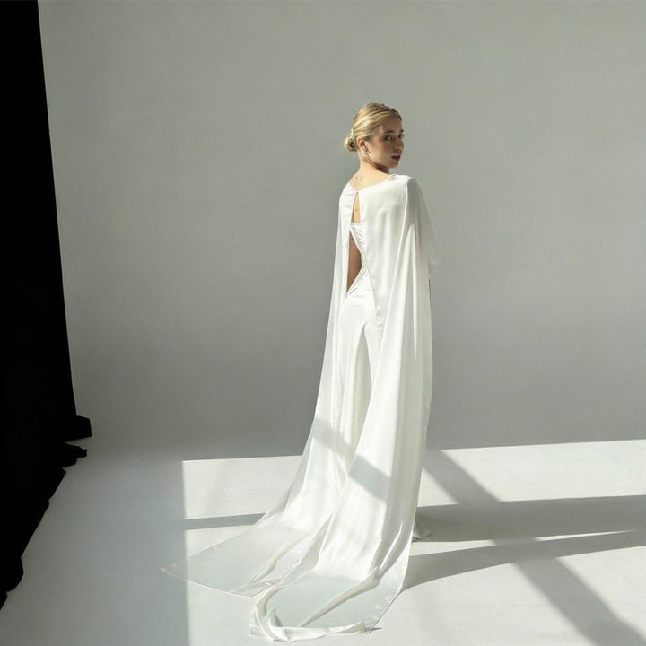 Chiffon-Cape-Poncho Für Damen, Transparenter Langer Schal, Asymmetrischer Schnitt, Capelet Für Braut