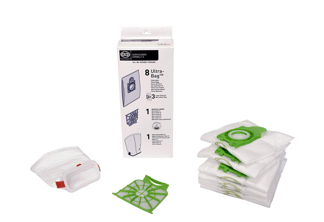 Sebo 8334Er Servicebox Für Airbelt E Inkl. 8 Ultrabag Filtertüten, 1 Hospital-Grade-Filter Und 1 Mot