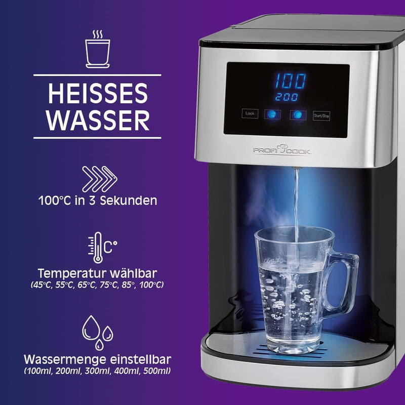 ProfiCook® Heisswasserspender | heisses Wasser in 3 Sekunden | Wasserkocher | kochendes Wasser auf K